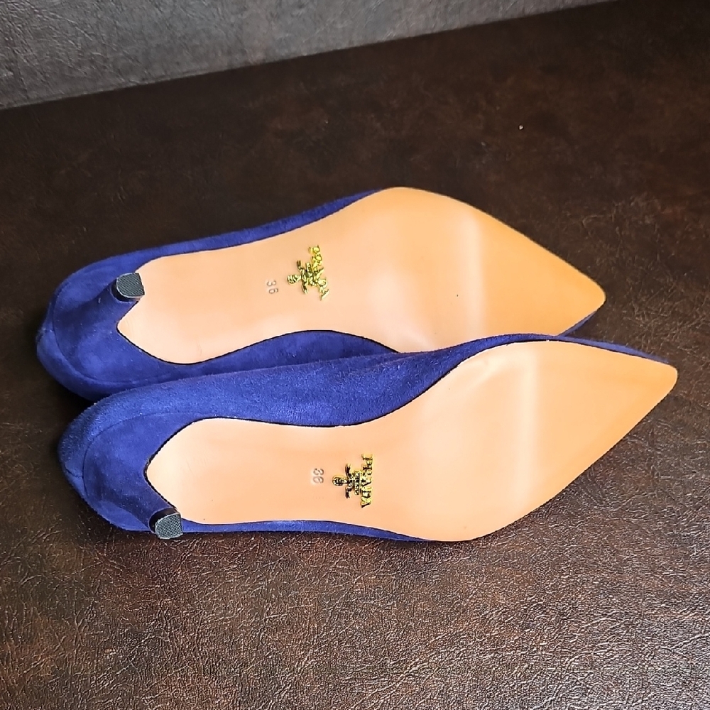 Prada Blue Suede Kitten Heels - Picture 11 of 12